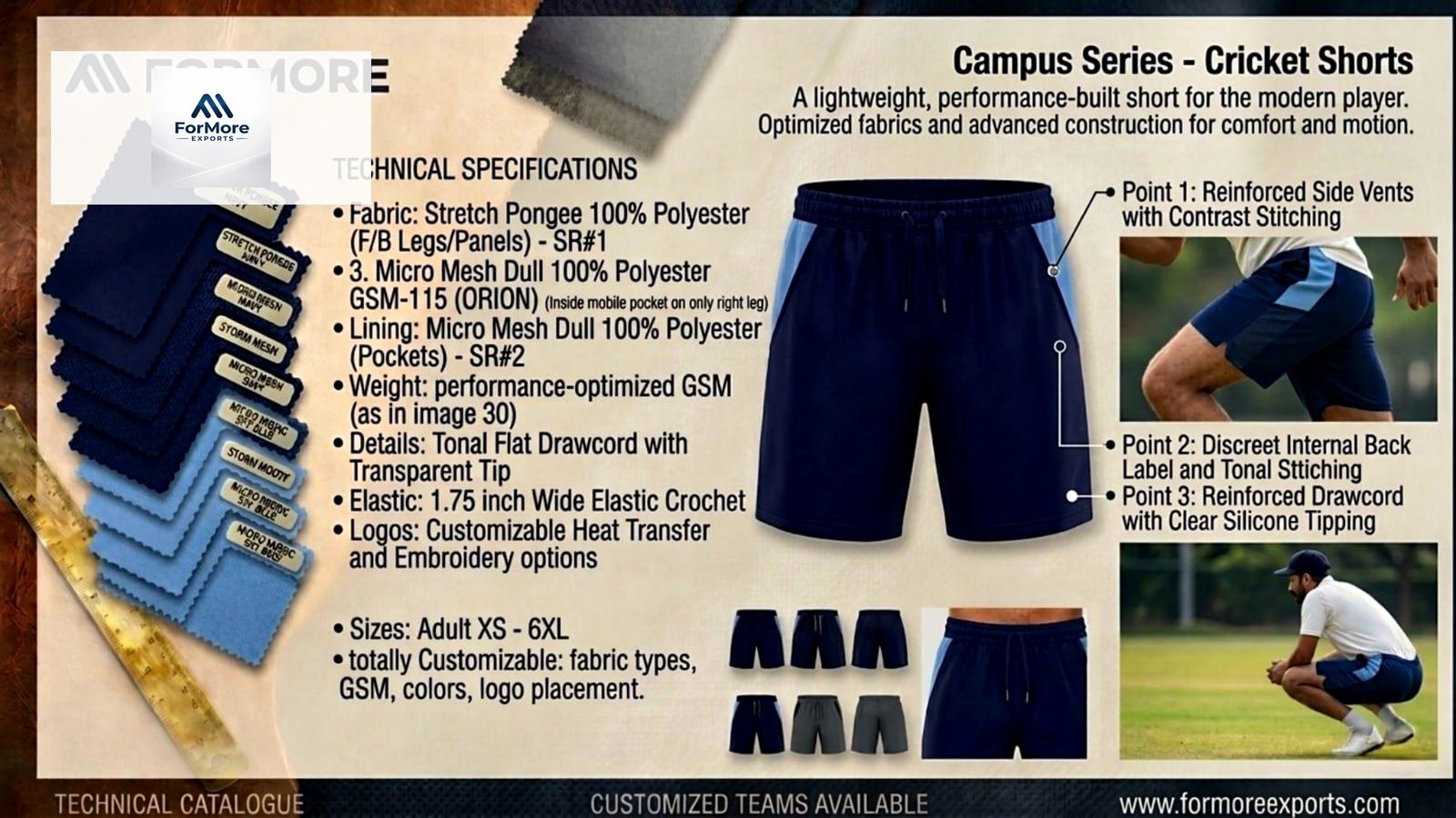 Campus Series Cricket Shorts catalogue page