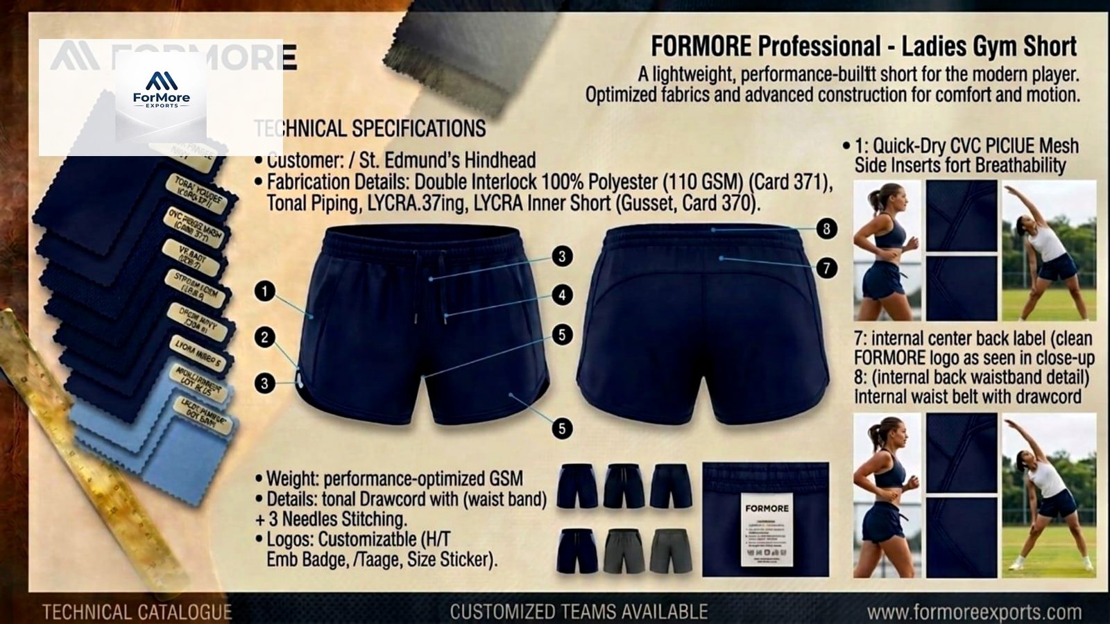 FORMORE Professional Ladies Gym Short catalogue page