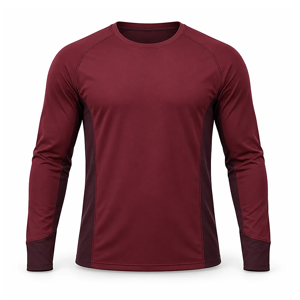 Maroon Long Sleeve Athletic Shirt - custom t-shirts & tops manufactured by Formore Exports