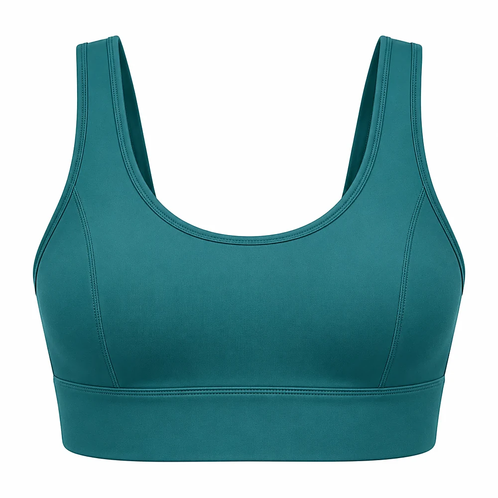 Teal Longline Sports Bra - custom women's activewear manufactured by Formore Exports