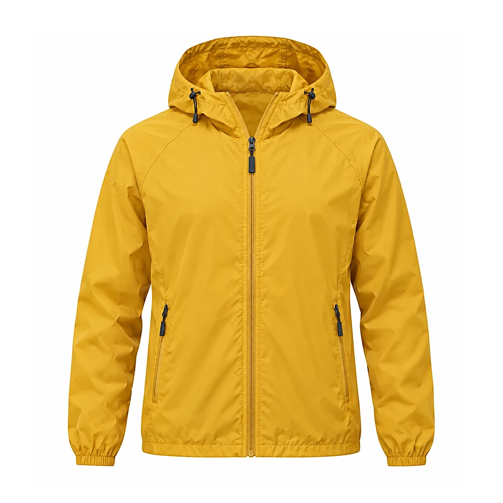 Mustard Yellow Hooded Windbreaker - custom jackets & outerwear manufactured by Formore Exports