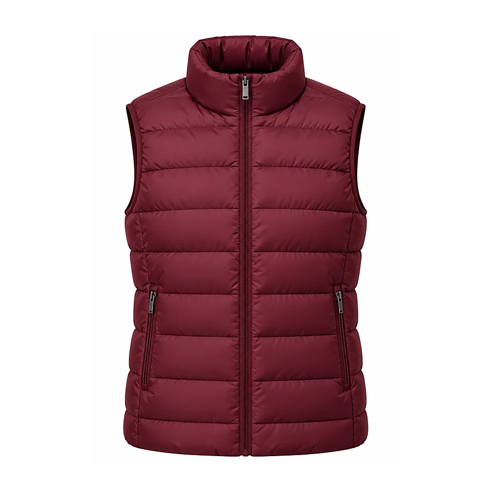 Burgundy Quilted Puffer Vest - custom vests & gilets manufactured by Formore Exports