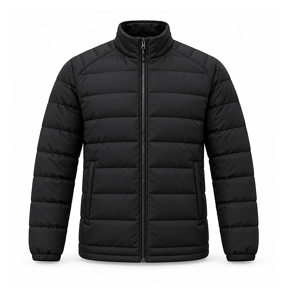 Black Quilted Puffer Jacket - custom jackets & outerwear manufactured by Formore Exports