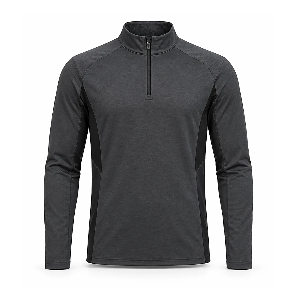 Charcoal Half-Zip Athletic Pullover - custom midlayers & fleece manufactured by Formore Exports