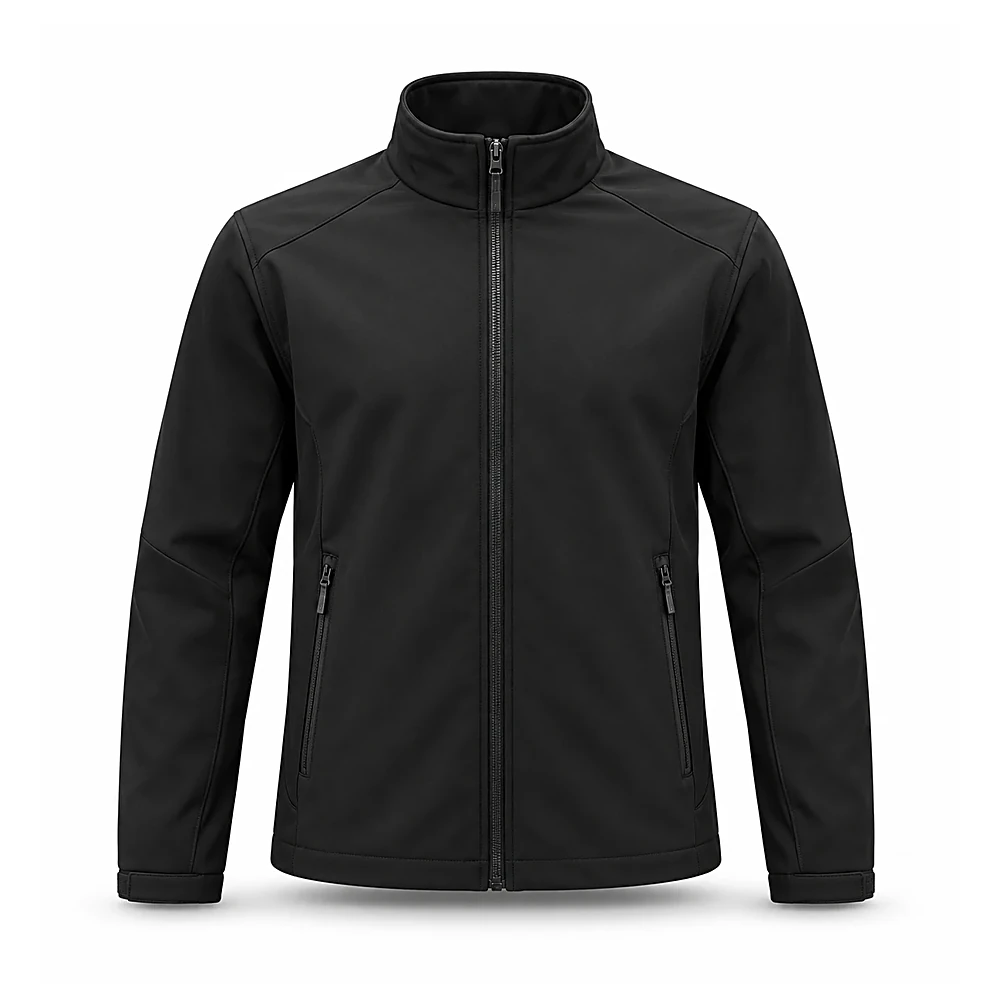 Black Technical Softshell Jacket - custom jackets & outerwear manufactured by Formore Exports