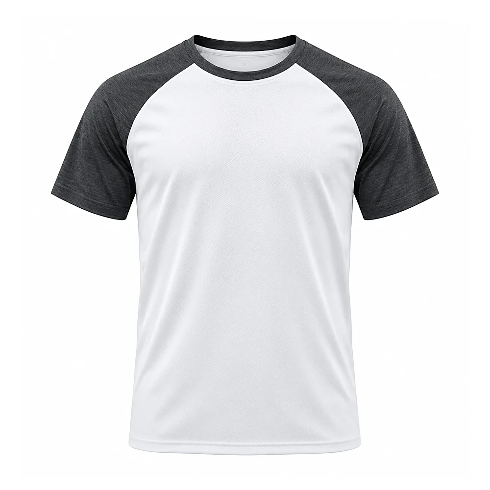 White And Charcoal Raglan T-Shirt - custom t-shirts & tops manufactured by Formore Exports
