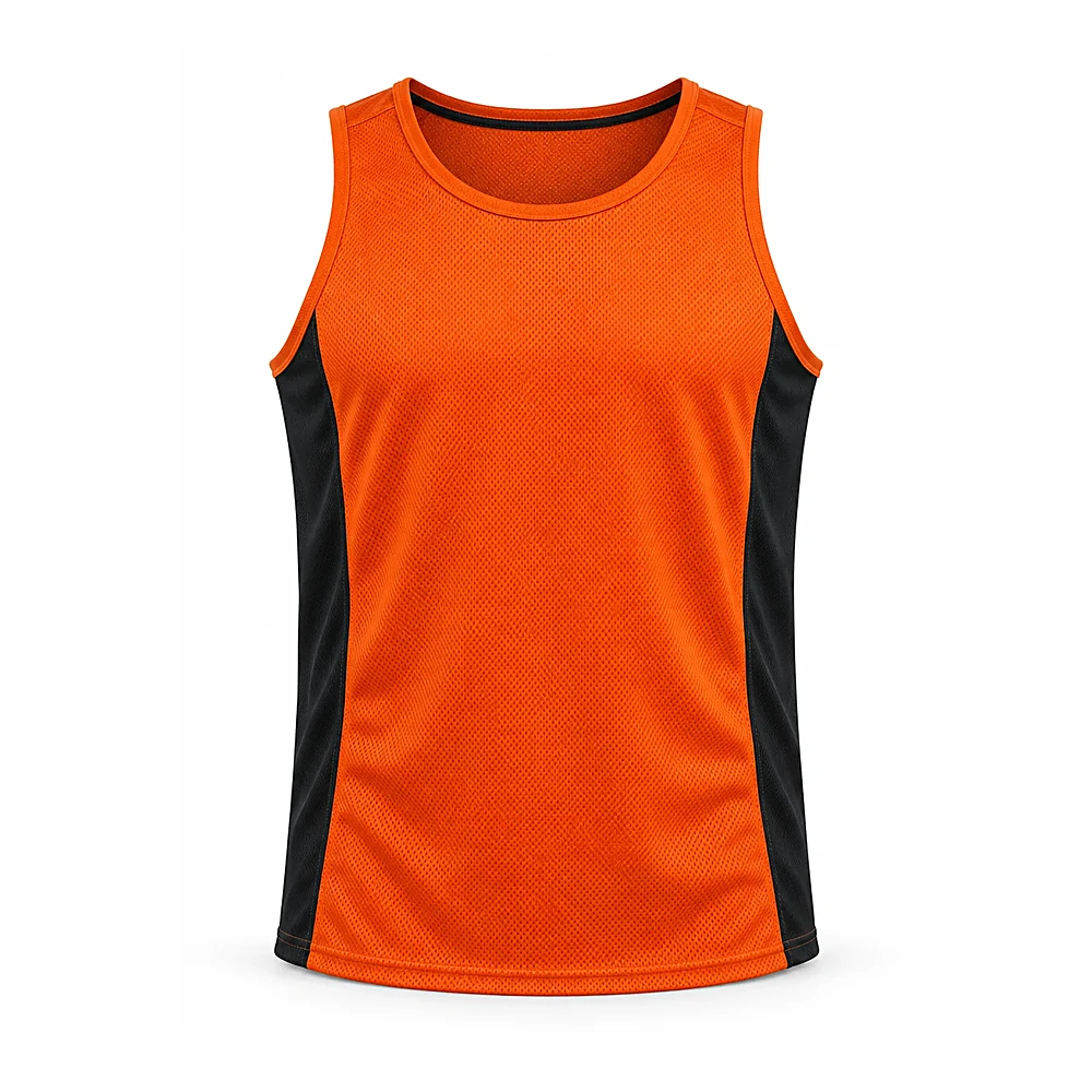 Orange And Black Mesh Athletic Tank - custom t-shirts & tops manufactured by Formore Exports