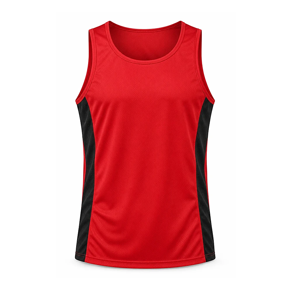 Red And Black Athletic Tank Top - custom t-shirts & tops manufactured by Formore Exports
