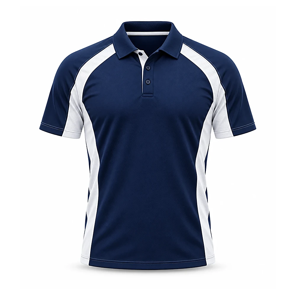 Navy And White Athletic Polo - custom polos & shirts manufactured by Formore Exports