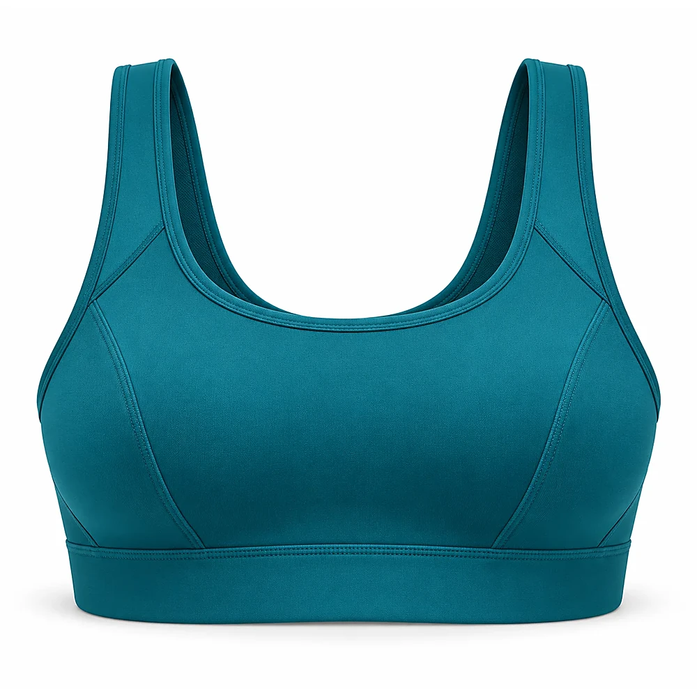 Teal Sculpted Sports Bra - custom women's activewear manufactured by Formore Exports