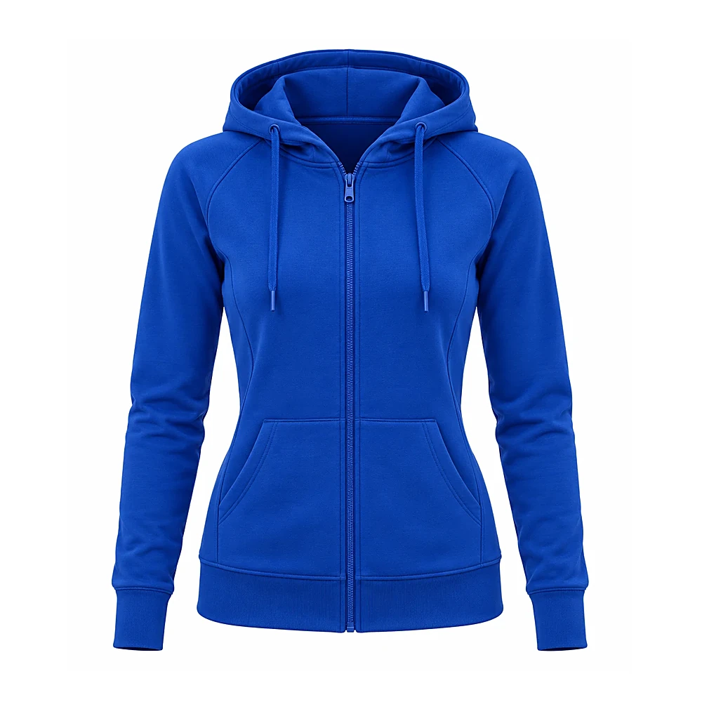 Cobalt Blue Fitted Hoodie Jacket - custom hoodies & sweatshirts manufactured by Formore Exports