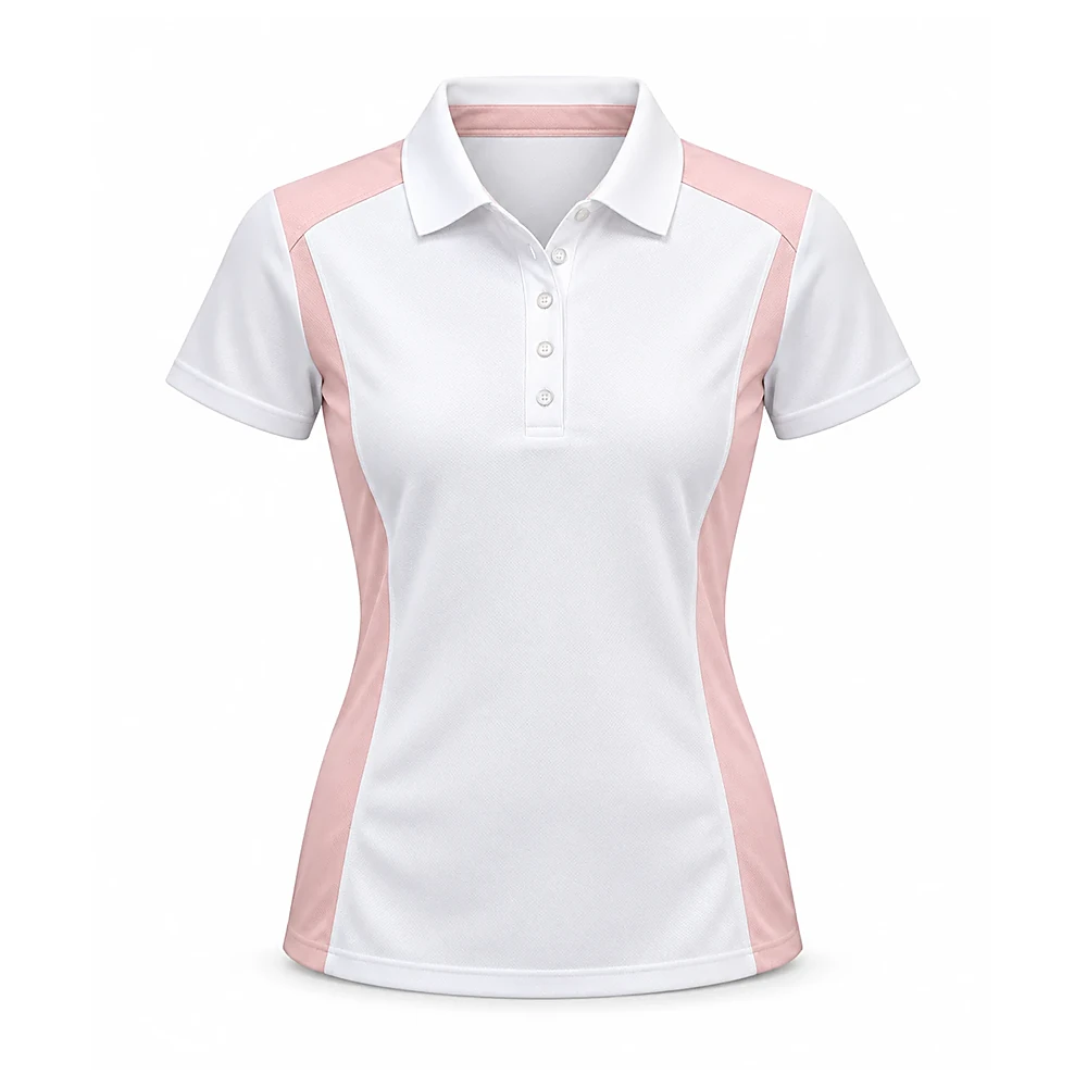 White And Blush Performance Polo Shirt - custom polos & shirts manufactured by Formore Exports