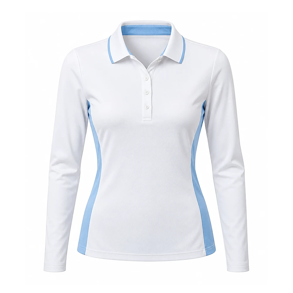 White And Sky Blue Athletic Polo Shirt - custom polos & shirts manufactured by Formore Exports