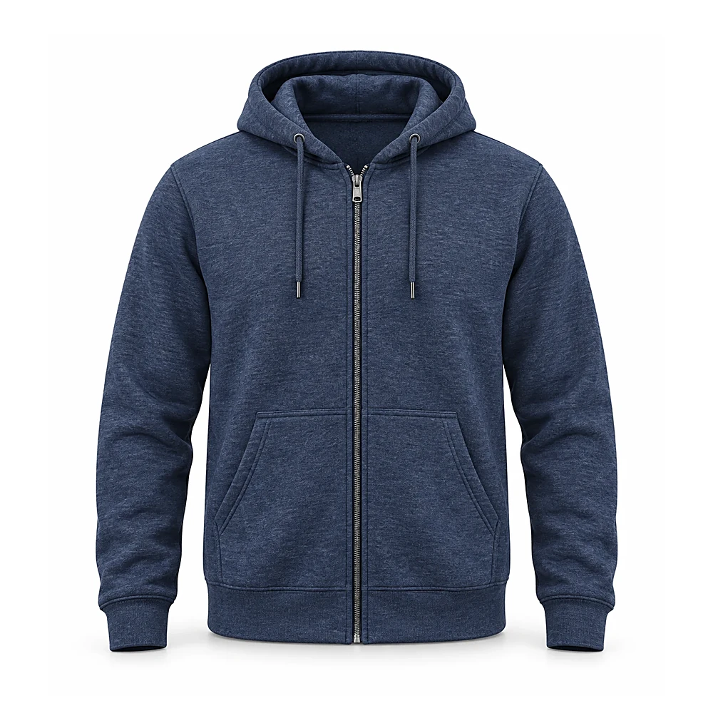 Navy Heather Zip-Up Hoodie - custom hoodies & sweatshirts manufactured by Formore Exports