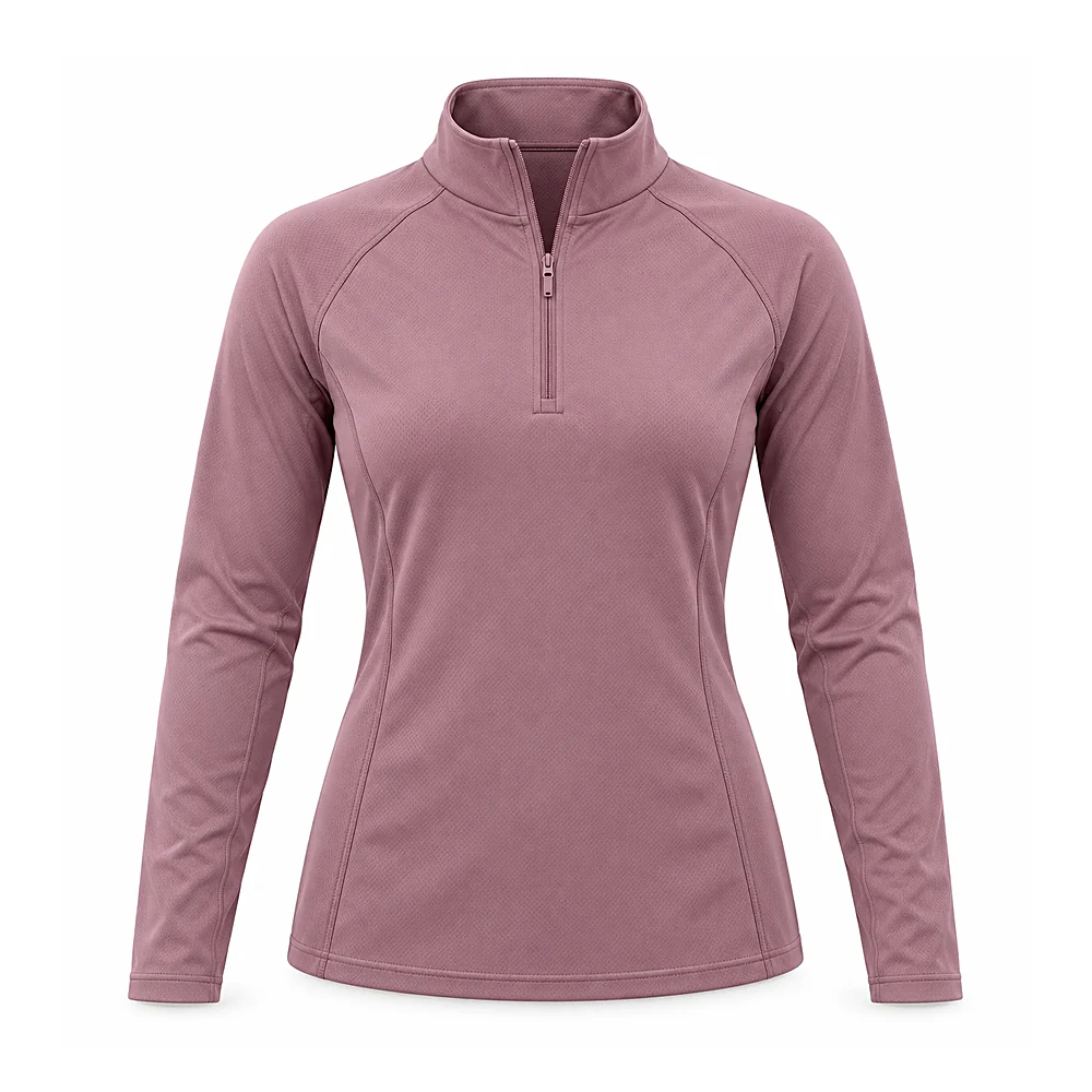 Dusty Mauve Quarter-Zip Athletic Top - custom midlayers & fleece manufactured by Formore Exports