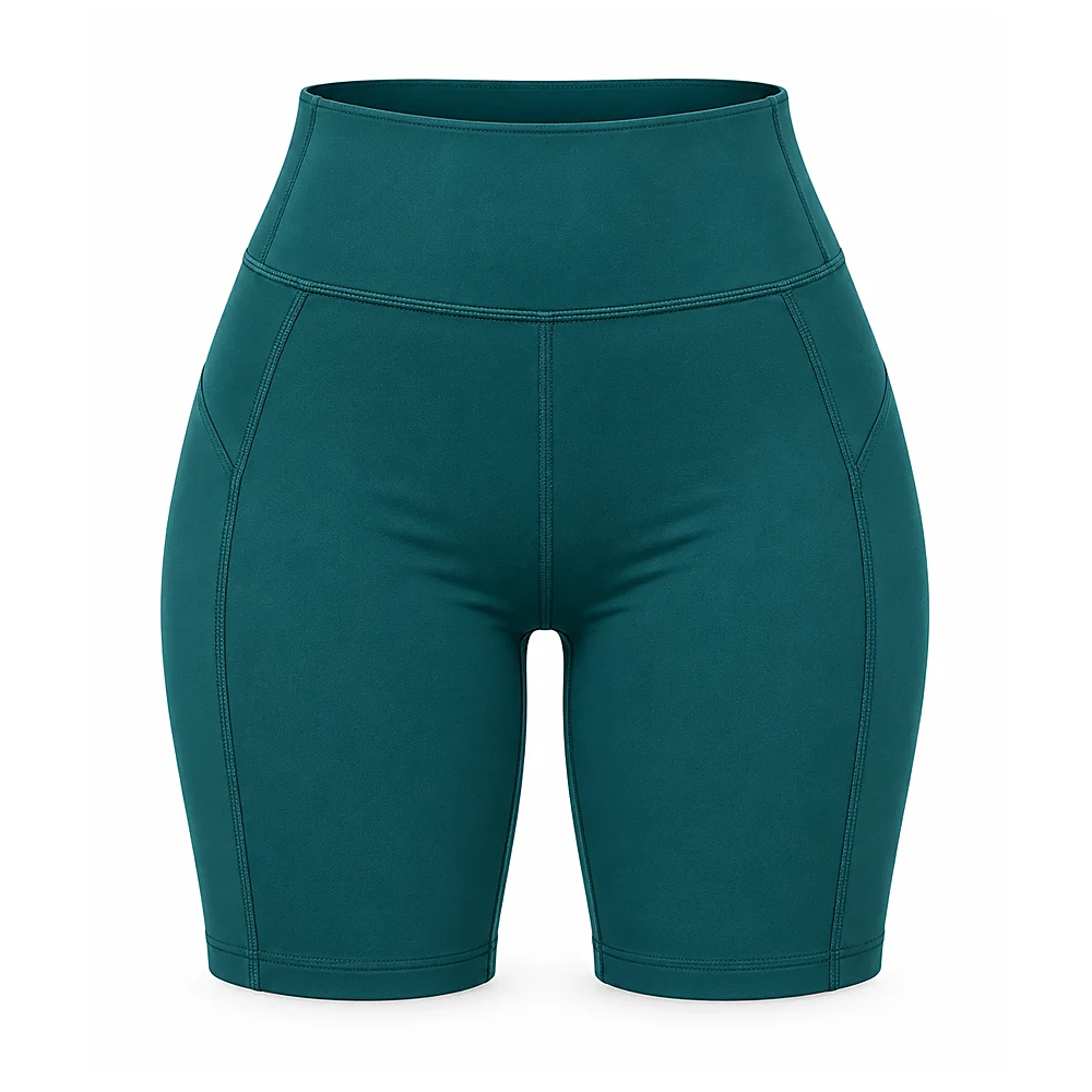 Deep Teal High Waisted Biker Shorts - custom women's activewear manufactured by Formore Exports