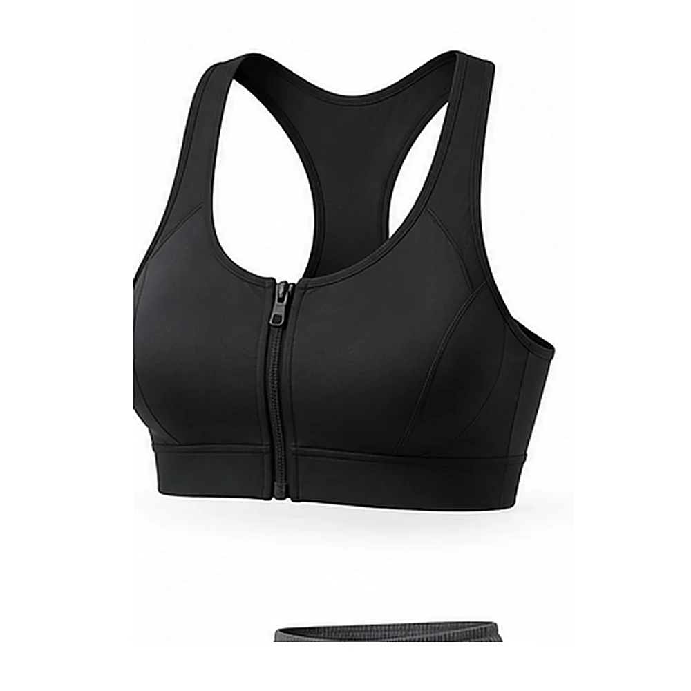 Front-Zip Racerback Sports Bra - custom women's activewear manufactured by Formore Exports